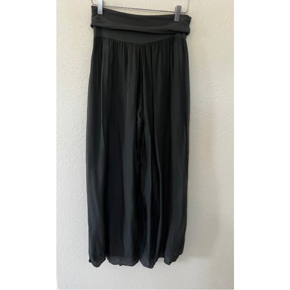 Gigi Moda Italy Silk Wide Leg Balloon Pants Gray Boho Pull On Palazzo - Picture 3 of 7